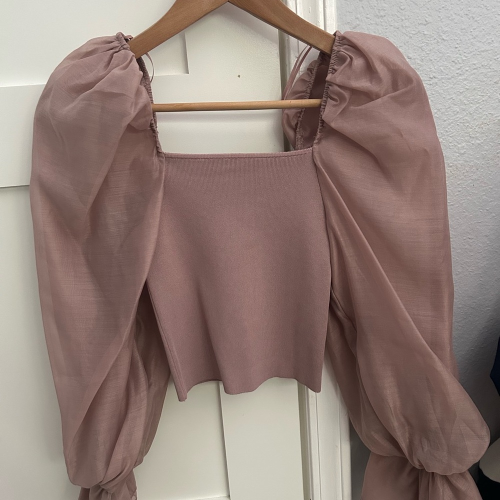 Zara Dusty Pink Puff Sleeve Blouse